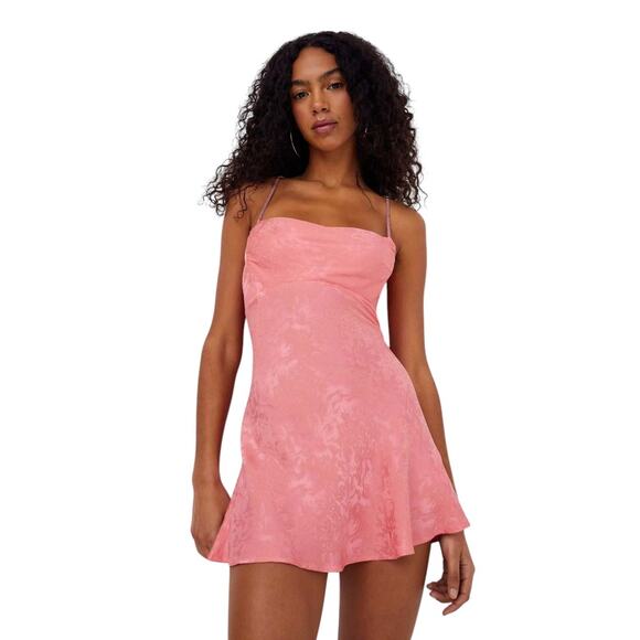 FOR LOVE & LEMONS Gabrielle Mini Dress Coral Pink Small ‎ Y2K 90s NWT $225 - Picture 2 of 7